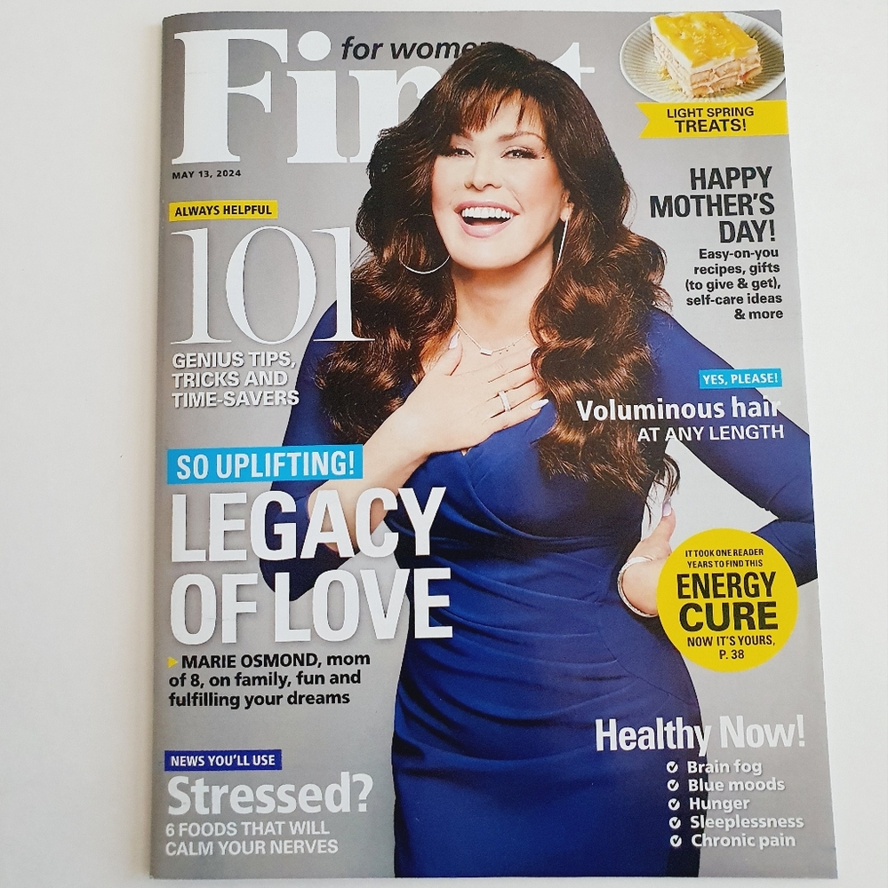 First for Women Magazine May 13, 2024 Marie Osmond Legacy of Love Mother's Day